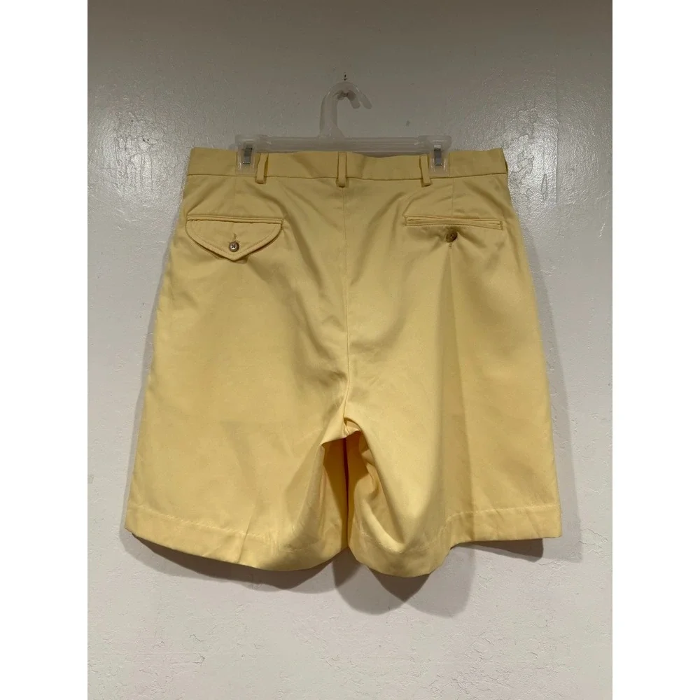 Polo Golf Ralph Lauren Mens Yellow Pleated Shorts Size 34 Classic Fit Preppy